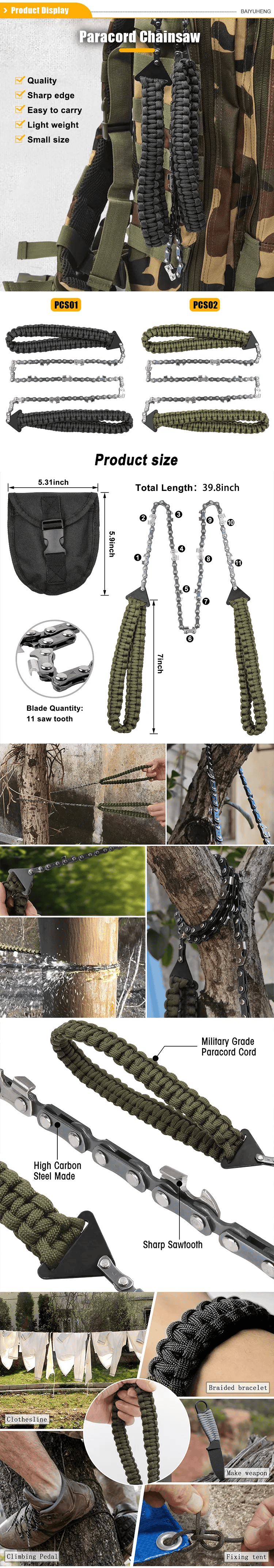 chainsaw with paracord handle,paracord chainsaw,partable chainsaw