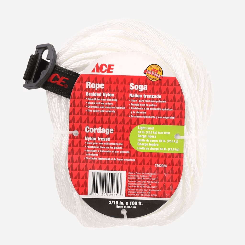 ACE Hardware Solid Braided Nylon Rope in white color
