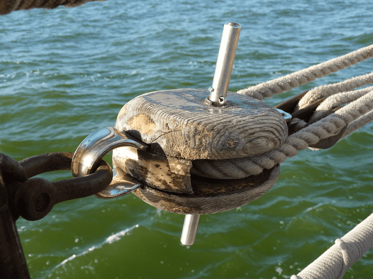 Rope block and tail rigging sail dew