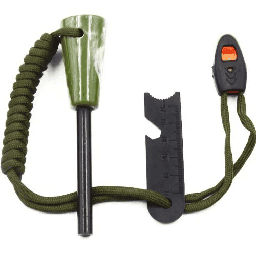 A Beginner's Guide to Importing Ferro Rods from China to Canada: Top 5 Ferro Rod Manufacturers Reviewed 8 Ferro rod for sale with a green resin handle, green paracord, and striker