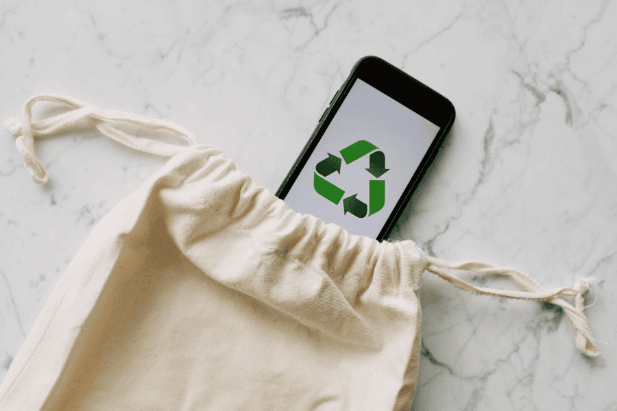 Survival card wholesale: eco bag and phone with recycle logo