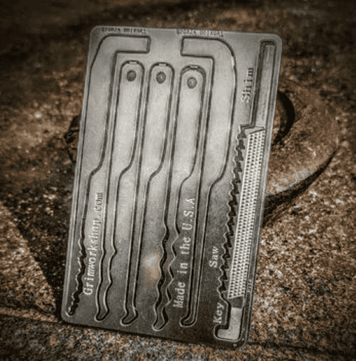 Top 10 Survival Card Suppliers in Canada: Bulk Options for Outdoor Enthusiasts and Emergency Responders 6 Survival card suppliers: Grim Workshop Key Card Wallet Sized Lock Pick Set on concrete ground..