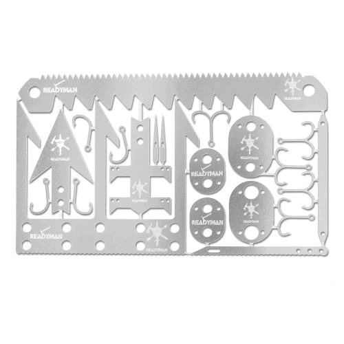 Survival card wholesale: the Readyman Wilderness Survival Card on white background