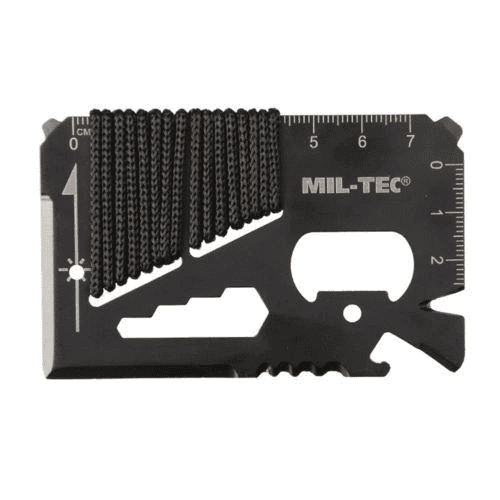 Top 10 Survival Card Suppliers in Sweden: Factors to Consider when Choosing a Supplier of Survival Hand Tools Online. 13 Survival card suppliers: “Mil-Tec Multi-Tool Card” on white background.