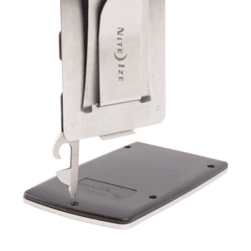 Survival card suppliers: the Nite Ize survival card unscrewing a screw.