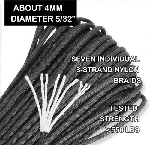 How to Import Paracord from China to Switzerland (Plus Paracord Manufacturer Options for Your Business) 10 Paracord for sale: black paracord with seven core strands exposed.