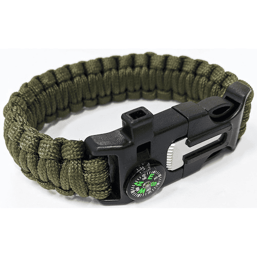 Army Shop offers this multi-tool paracord bracelet in Earth green tone.