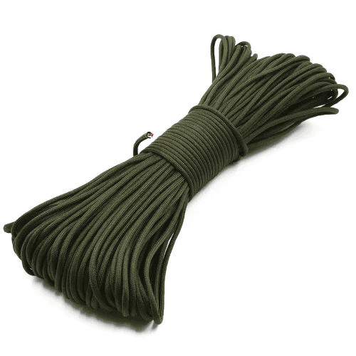 Paracord manufacturer: army green paracord placed on a white surface.