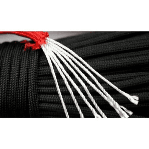 Paracord manufacturer: black paracord with a 7-strand inner core.