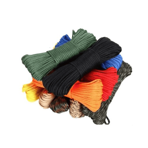 Paracord for sale piled on top of each other.