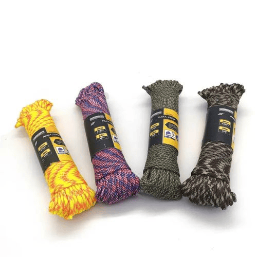 Paracord manufacturer: four paracord on a white surface.