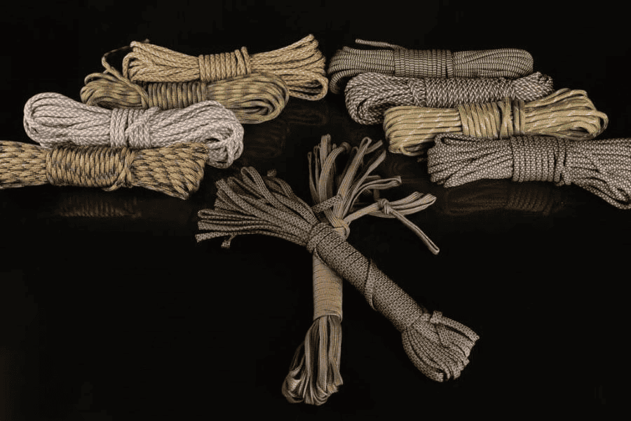 A Paracord Buying Guide: What To Look For and What Paracord Manufacturer Is Best 5 Paracord wholesale: paracord in neutral colors patterns on black background.