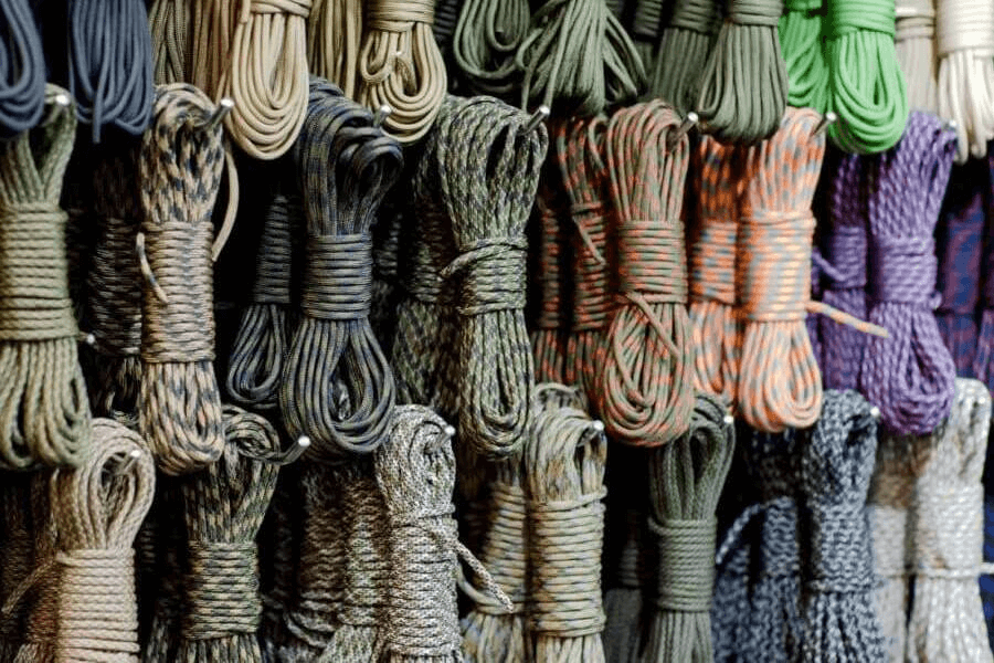 What Is the Survival Cord? A Comprehensive Guide to Its Benefits, Uses, and Paracord Manufacturer 3 Paracord manufacturer: Rows of parachute cords in different colors and patterns.