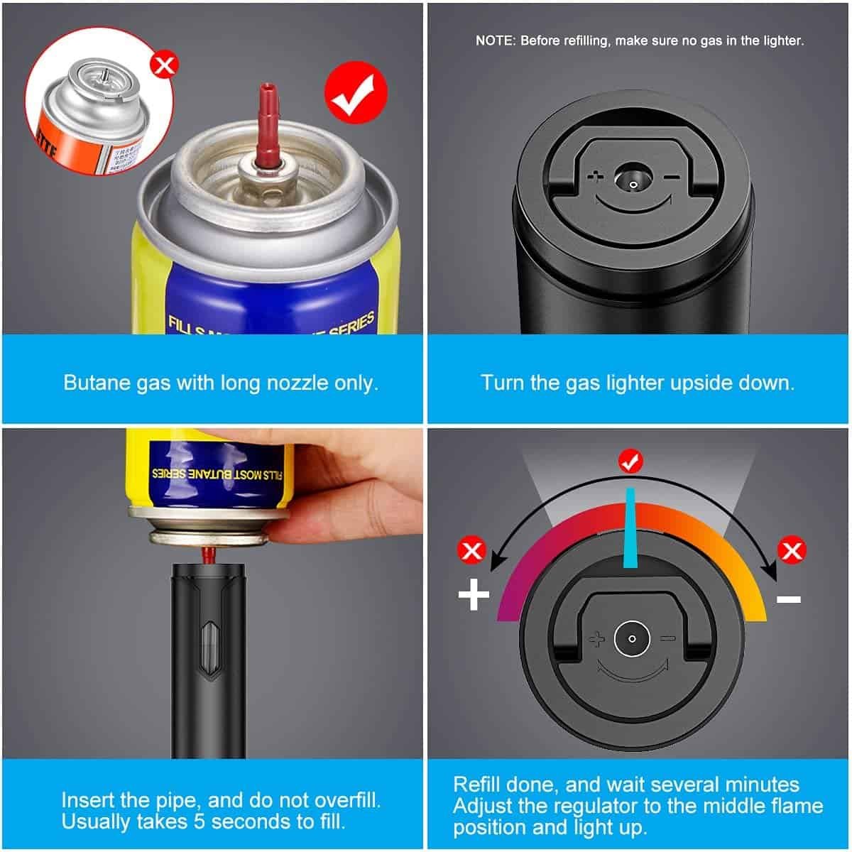 CDL03 Torch Lighters, 2 Pack, Butane Lighters, Adjustable Jet Flame Torch Lighters